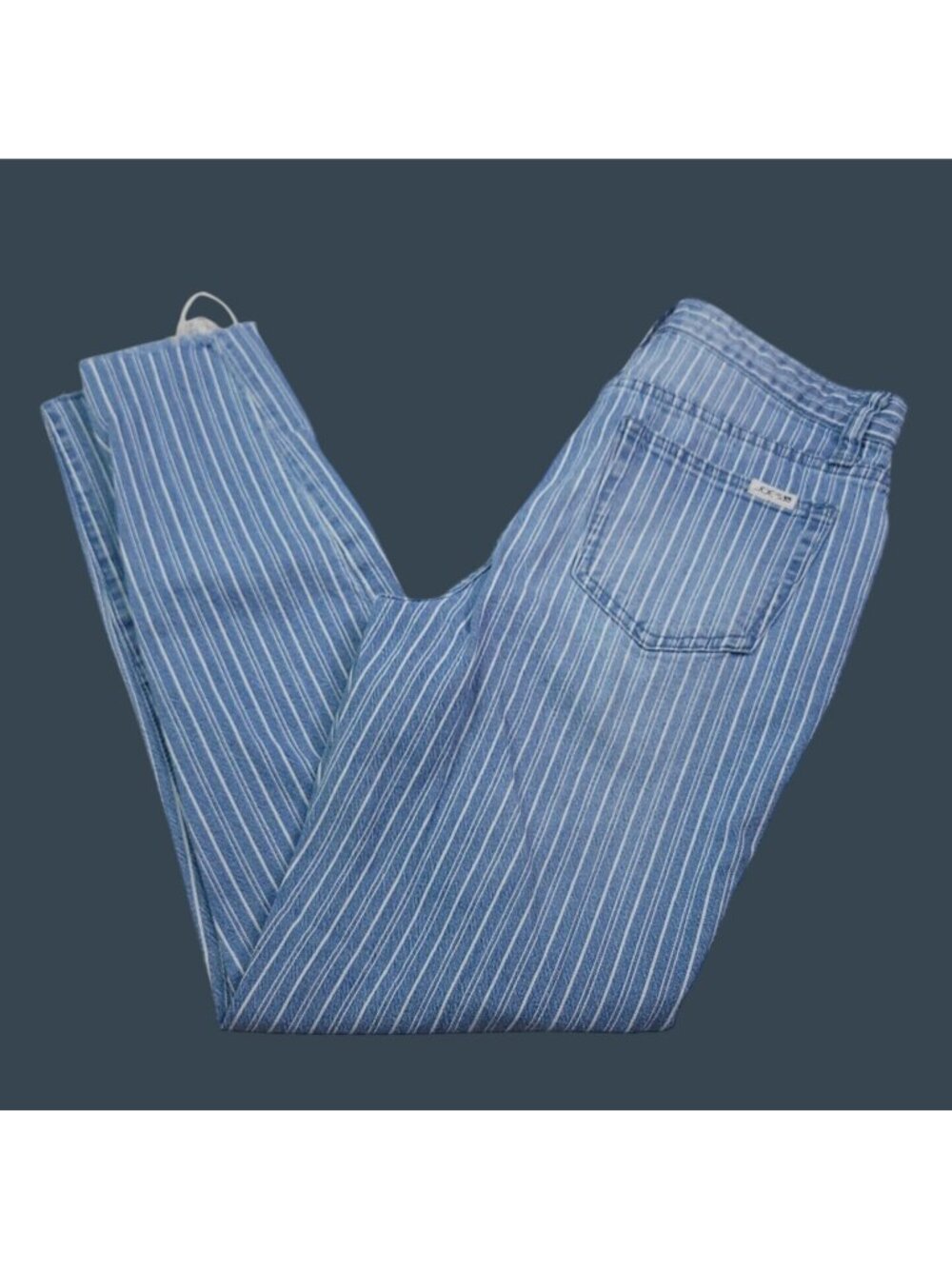 Joes Womens Skinny Ankle Jeans 27 Mid Rise Frayed Hem Blue Striped Stretch